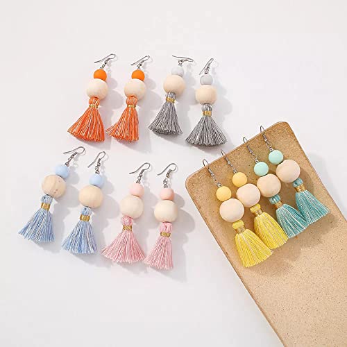 Boho Earrings for Women Dangling Lightweight Cute Earrings Handmade Tassel Dangle Earrings for Girls - color: Yellow