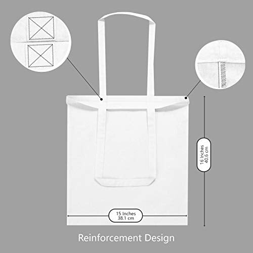TOPDesign 5-Pack Economical 16"x15" White Cotton Tote Bag, Lightweight Medium Reusable Grocery Shopping Cloth Bags, Suitable for DIY, Advertising, Promotion, Gift, Activity - color: White, size: Medium