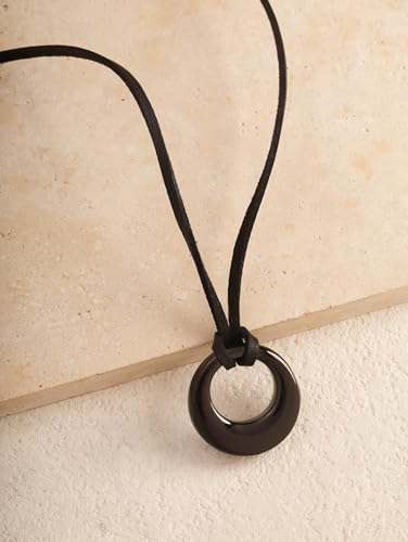 Sacina Gothic Boho Black O Ring Choker Necklace, Black Choker, Boho Emo Goth Necklace, Christmas Jewelry Gift For Women - color: black