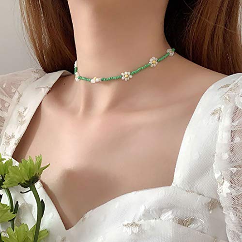 Beaded Choker Necklaces For Women Vsco Boho Handmade Flower Necklace Cherry Cute Necklace For Teen Girls Beach Necklace Set 6 Pieces - color: StyleA