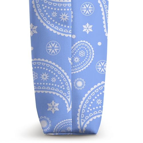 Baby Blue White Paisley Boho Bandana Floral Aesthetic Girly Tote Bag