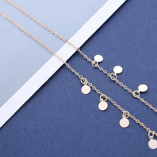 Vintage Disc Coin Necklace Gold Dangle Coin Choker Necklace Round Circle Necklaces Sequin Disc Necklace Chain Jewelry for Women and Girls