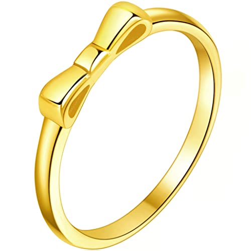 Jude Jewelers Stainless Steel Bowtie Bow Tie Knot Promise Statement Wedding Band Anniversary Promise Ring - color: Gold