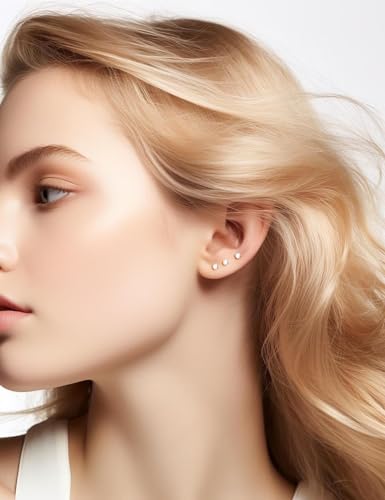 10 Pairs Small Stud Earrings for Women Precision-Cut Cubic Zirconia Earrings for Sensitive Ears Hypoallergenic Surgical Stainless Steel Tiny Stack Earrings for Multiple Piercing - color: Gold-8 Pairs-3mm