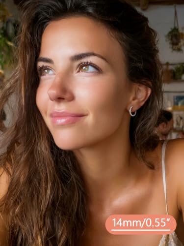 FaithHeart 925 Sterling Silver Post Huggie Hoop Earrings for Women, Silver Small Hoop Earring, Hypoallergenic Cartilage Earrings for Women - color: 01. Blank-Silver, size: 14mm