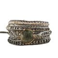 Handmade Boho Wrap Bracelets Natural Turquoise Crystal Stone Variety Beaded Strand Bracelet - color: Labradorite #2