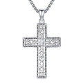 Cross Necklace 925 Sterling Silver Turquoise Christian Pendant Religious Cross Jewelry Christmas Gifts for Women Men - style: Gothic