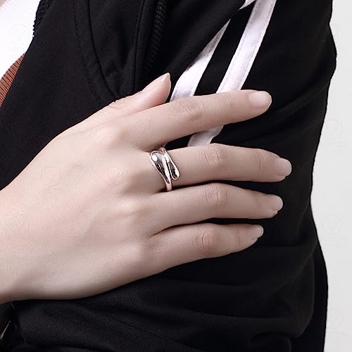 Handmade Rings 925 Sterling Silver Statement Rings Adjustable Chunky Stacking Band Ring for Women - color: Pattern 1