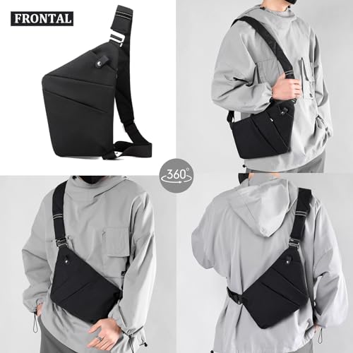 Crossbody Travel Bags for Women, Anti Theft Proof Safe Slim Sling Travel Purses, Personal Flex Shoulder Bag for Men Women - color: Black, size: Right Shoulder