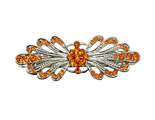Faship Orange Small Mini Floral Hair Barrette Clip - color: Orange