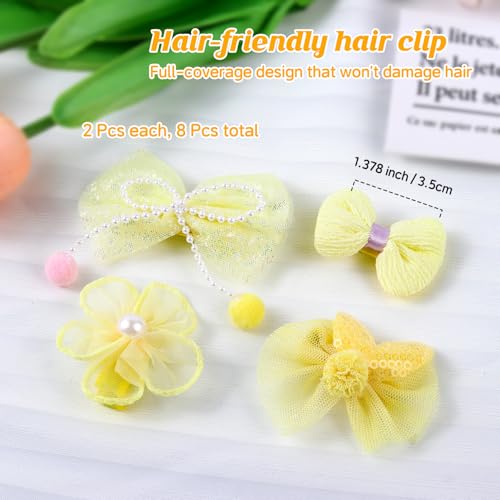 400 Pcs Baby Girls Hair Accessories Set,Baby Girls Hair Ties,Flower Bows Rubber Bands,Hair-friendly Hair Clip,Soft Elastic Hair Bands,Claw Clip(Yellow) - color: Yellow