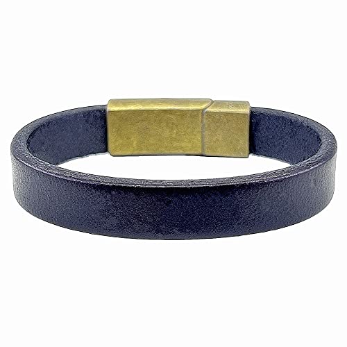 Mens Genuine Leather Bracelet - Handmade Adjustable Leather Cuff Bracelet punk Style leather wrap Wristband for Men - color: N-E