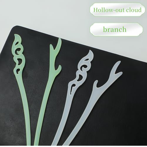 4Pcs Elegant Chinese Hair Sticks for Women, 2 Styles Green White Translucent Colors Hair Pins for Buns Updo Holder， Vintage Faux Jade Chopsticks Headpieces for Hanfu Cheongsam Daily Outfits