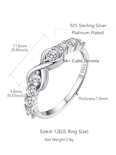 Custom4U Personalized Mothers Ring with 1-5 Birthstones Names Engraved 925 Sterling Silver/14K White Gold Plated Birthstone Rings for Women Promise Ring Birthday Jewelry Gifts for Mom Grandmother Wife - color: Half-eternity Infinity Ring (No Custom)