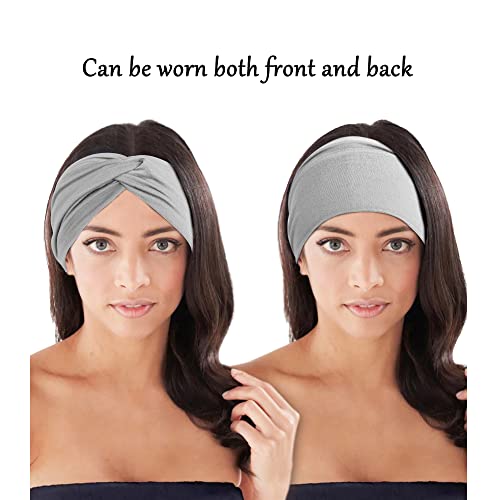 Jesries 10 PCS Women Headbands African Wide Hair Wrap Extra Turban Head Bands for Lady Large Sport Workout Stretch Non-slip Big Hair Bands - color: Army green
