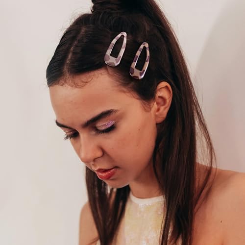 20 PCS Metal Snap Hair Clips Water Drop No Slip Barrettes for Women Bright Small Hair Clips For Thick And Thin Fine Hair,Black Tortoiseshell,1.97 x 0.5 In. - color: Black Tortoiseshell