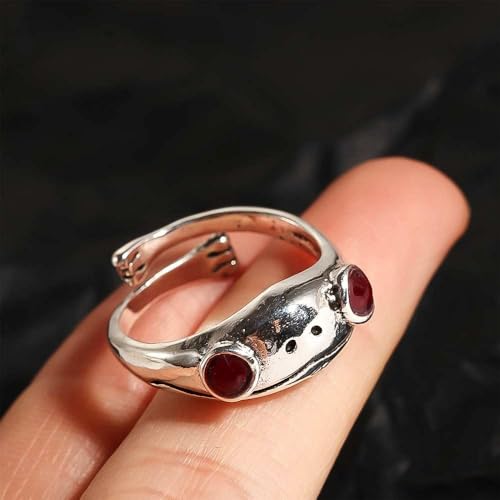 Opening Ring Statement Unisex Resizable Bohemian Artistic Design Retro for Women Silver Color(B)