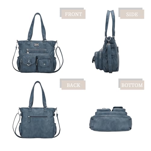 KL928 Large Purses for Women Shoulder Bag Tote Handbags Stylish Vegan Leather Hobo Bags Ladies, A-Black-4 | Large - color: Blue
