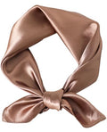 Hioyiwse Satin Square Scarf for Women Solid Color Emulation Silk Handkerchief Hair Ribbon Headband Handbag Purse - color: D9-coffee(23.6*23.6inch)