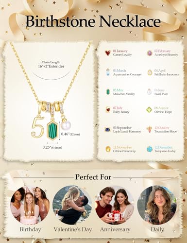 Freekiss Gold Pendant Necklace for Women, Dainty Diamond Necklaces for Women Simple 14K Gold Plated Paperclip Choker Necklaces Cute Minimalist Open Oval Necklaces Gold Jewelry for Women Gifts - color: Gold, style: Number 5 - Emerald Green Malachite