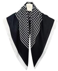 Hioyiwse Head Scarf For Women Hair Bandana 35" Large Square Satin Wrap Sleeping Neck Silk Satin Hair Scarves Lightweight - color: F1-black With White Stripes(35*35inch）