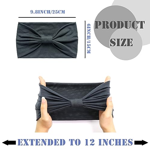 FULZTEY Wide Headbands for Women Neutral Head Band Extra Soft Hairbands Elastic Yoga Workout Hair Wraps White Turban Thick Knotted Bandanas Trendy Hair Accessories for Adult Teenager 4pcs - color: Style14