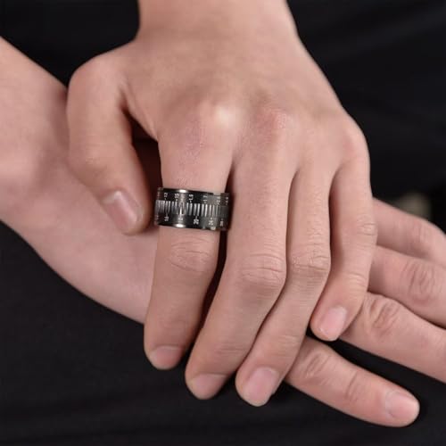 Stainless Steel Rings for Men Women, Vintage Chunky Silver Spinner Ring Band for Meditation, Relaxation& Stress Relief, Retro Wide Wrap Thumb Finger Midi Rings, Statement Cool Punk Band Ring Jewelry - color: R08Color5