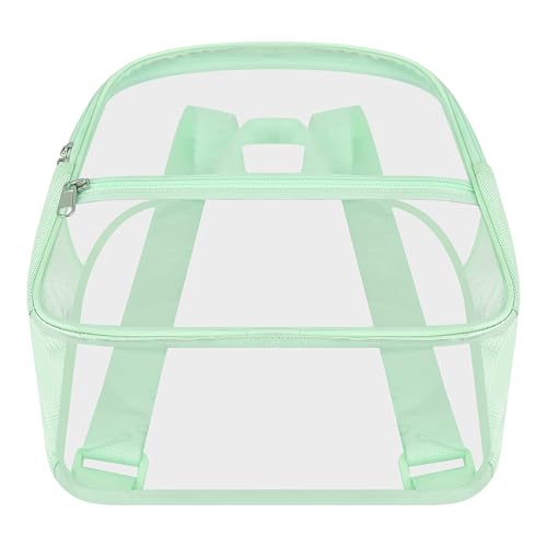Oraben Clear Backpack Stadium Approved, 12 x 6 x 11 in, Small Transparent Backpack for Concerts, Sports Events, Festivals, Travel, Waterproof PVC, Adjustable Straps, Women Men - color: Avocado Green, style: Nylon Shoulder Straps
