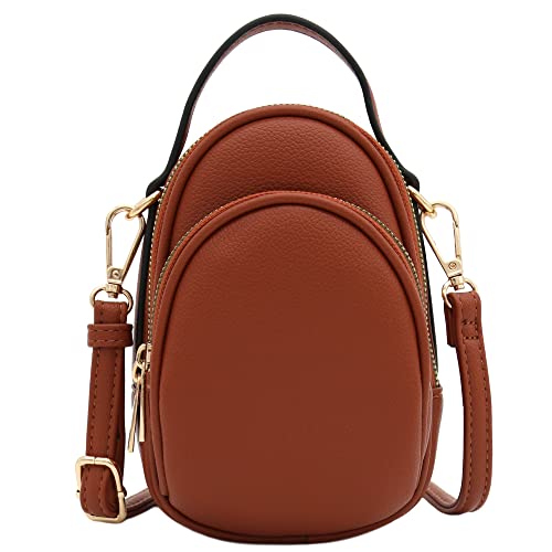 FashionPuzzle Two Compartment Mini Crossbody Bag | Two Compartment - color: Brown