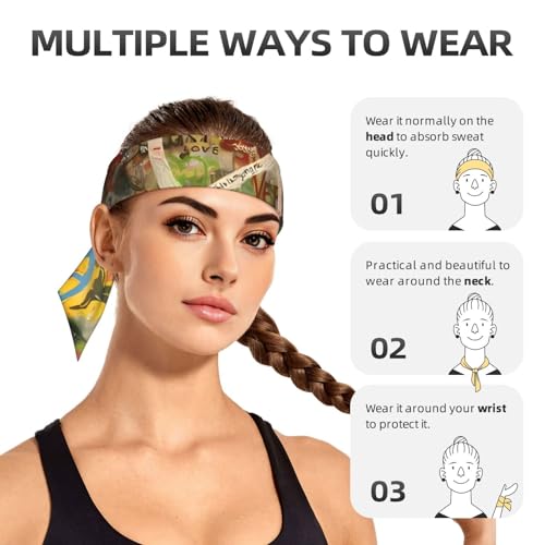 Sports Head Tie Westie Dogs Beach Summer Tropical Tie Sweatband Headband Men Women Elastic Bandana Adjustable Non-Slip Moisture Wicking for Running Football Yoga Workout Athletic Hair Ninja Head Band - color: Rectangle Peace Sign Graffiti All You Need Is