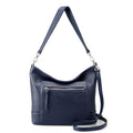 befen Genuine Leather Crossbody Hobo Purse for Women Soft Lightweight Leather Handbags with 2 Removable Straps - color: M-navy Blue