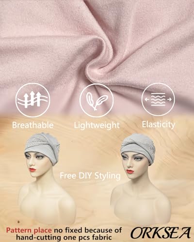 Chemo Headwear for Women Knot Beanies with Stretch Elastic Turbans Soft Cancer Hats Head Coverings Scarf Headwraps - color: Pink