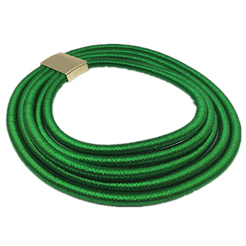 COLORFUL BLING Handwoven African Tribal Multilayer Chunky Statement Necklace Egypt Bib Collar Choker Costume Party Jewelry Accessories for Women - color: green