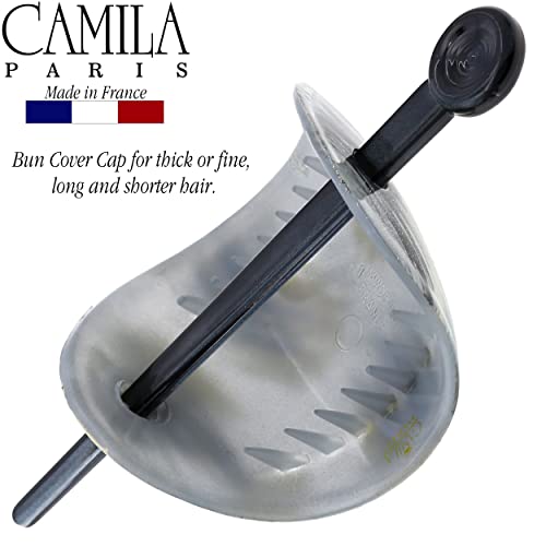 Camila Paris CP3345 French Bun Holder Cover Cap, Blue Hair Updo, Hair Pin Thru, No Slip Strong Hold Hair Clip for Women and Girls, Made in France - color: Blue