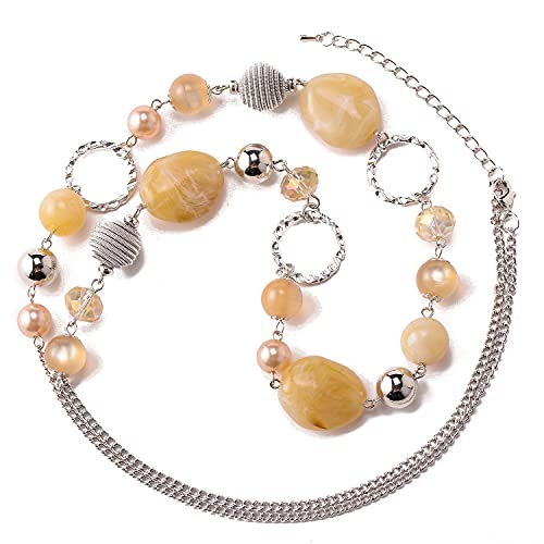 PEARL&CLUB Long Beaded Necklaces For Women - Sweater Chain Fashion Jewelry Necklace Gifts For Women - color: 23-Beige