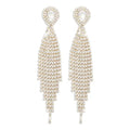 Rhinestone Tassel Earrings Sparkly Long Fringe Crystal Chandelier Dangle Drop Earrings Wedding Party Prom Earrings Premium Iridescent Earrings Wedding Party Jewelry Gifts for Women - color: Gold2