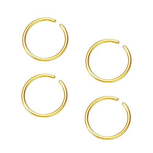 Hoop Cartilage Earring Fake Earrings Nose Rings Septum Nose Ring Stainless Steel for Women Men Girls - color: B-Gold