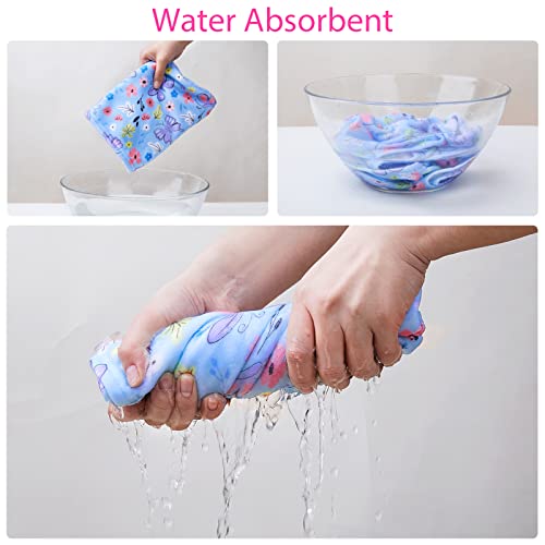 Basumee Microfiber Hair Towel Wrap for Kids 2 Pack Rapid Drying Hair Towel with Button Hair Turbans for Wet Hair Wraps Head Towel Wrap for Women and Girls, Flower - color: Flower and Butterfly