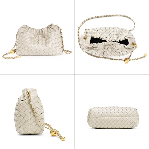 Joryin Woven Women's Crossbody Bag & Evening Purse, Trendy Dumpling Clutch & Hobo Cloud Shoulder Bag Trendy Dumpling Clutch - color: Woven Leather-sand