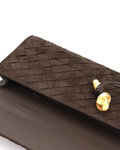 NEWBELLA Handwoven Women's Clutch Purse, Crossbody Bag with Adjustable Strap for Evening & Casual Use - color: Matted Coffee