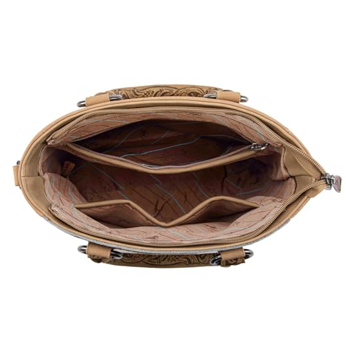 Montana West Western Cowhide Crossbody Bag for Women Designer Leather Tassel Top Handle Handbags - color: Beige
