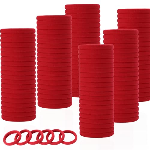 LuSeren 120 Pcs Deep Red Hair Ties for Women, No Damage Soft Seamless Nylon Hair Elastics for Thick Hair,Ponytail Holders, Hair Accessories - color: Reds