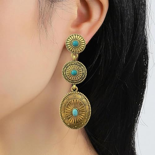 Boho Earrings for Women Trendy Gold Dangle Earrings Vintage Bohemian Indian Country Jewelry Gifts Boho Dress Chic Clothing - color: B2:gold western earrings