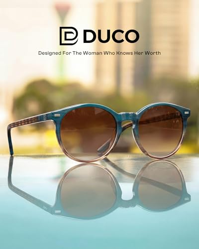 DUCO Women's Trendy Retro Round Acetate Polarized Sunglasses, UV400 99% Glare Block, Lightweight for Daily & Outdoor - color: 1. Oceanic Tortoise Frame Brown Lens