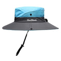 Womens Summer Sun Hat Beach Hat Wide Brim Outdoor UV Protection Hat Foldable Cool Mesh Ponytail Bucket Hat - color: Sky Blue-gray