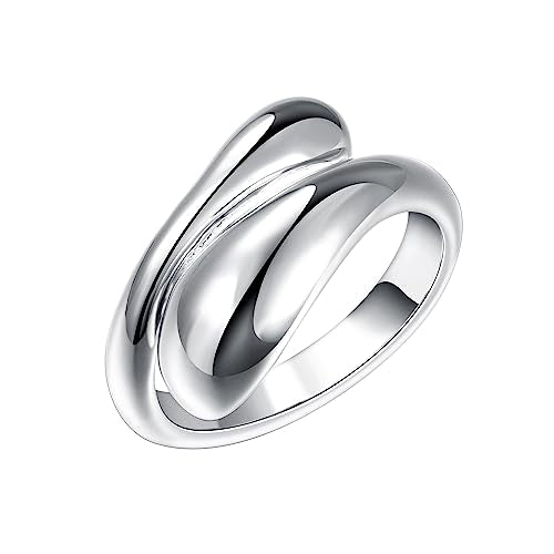 Handmade Rings 925 Sterling Silver Statement Rings Adjustable Chunky Stacking Band Ring for Women - color: Pattern 1