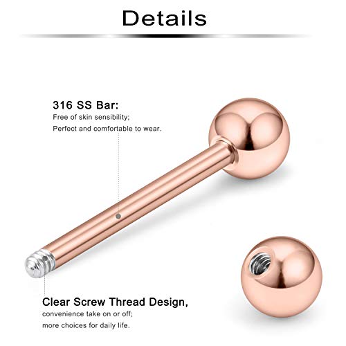 16Pcs Nipple Piercing Jewelry 14G Surgical Steel Nipple Rings Hoop Rings Retainer Piercing Jewelry for Women Men 14MM (9/16 Inch) - color: D:8 pairs/rose gold