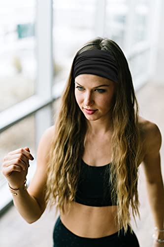 Huachi Wide Headbands for Women Black Stylish Head Wraps Boho Thick Hairbands Large African Sport Yoga Turban Headband Hair Accessories (Pack of 4) - color: Headbands Black