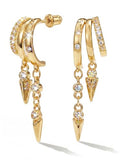 MUMREUES Gold Earrings for Women Trendy 14K Gold Plated Dangle Earrings Small Hoop Huggie Drop Stud Earrings Cubic Zirconia Simple Minimalist Dainty Chain Tassel Hypoallergenic Earrings - color: CZ Tassel & Gold