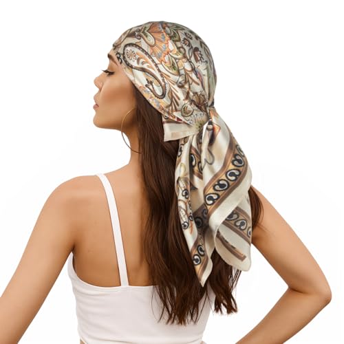 RIIQIICHY Women Head Hair Scarf Like Satin Silk Scarf Sleeping Hair Wrapping Night 27.5" - color: C004